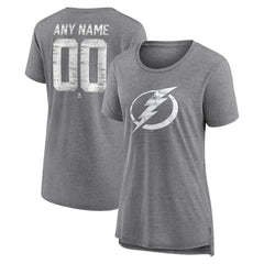 NHL Gray Tampa Bay Lightning Women's Heritage Custom Tri-Blend T-Shirt