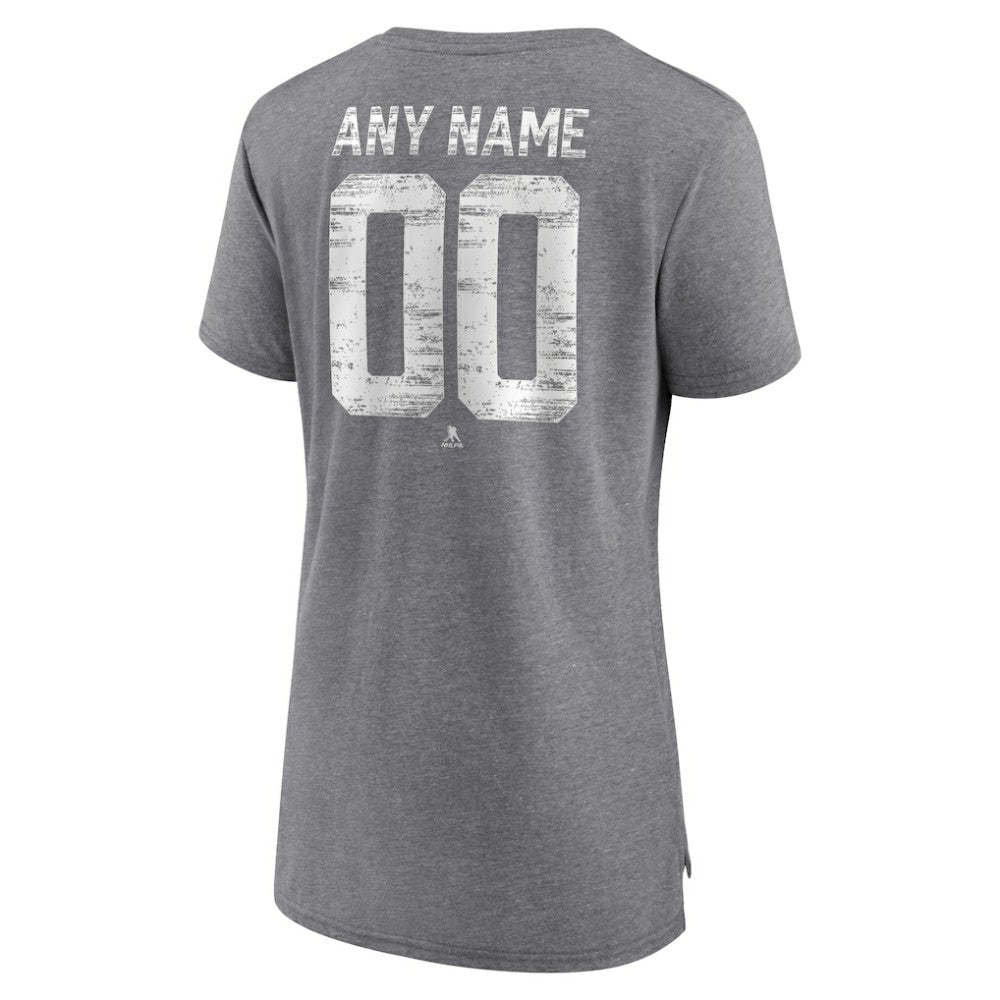 NHL Gray Tampa Bay Lightning Women's Heritage Custom Tri-Blend T-Shirt