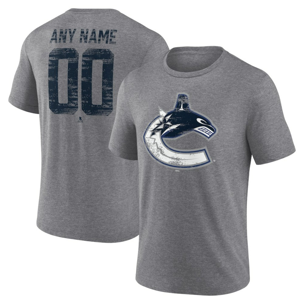 NHL Gray Vancouver Canucks Heritage Custom Tri-Blend T-Shirt