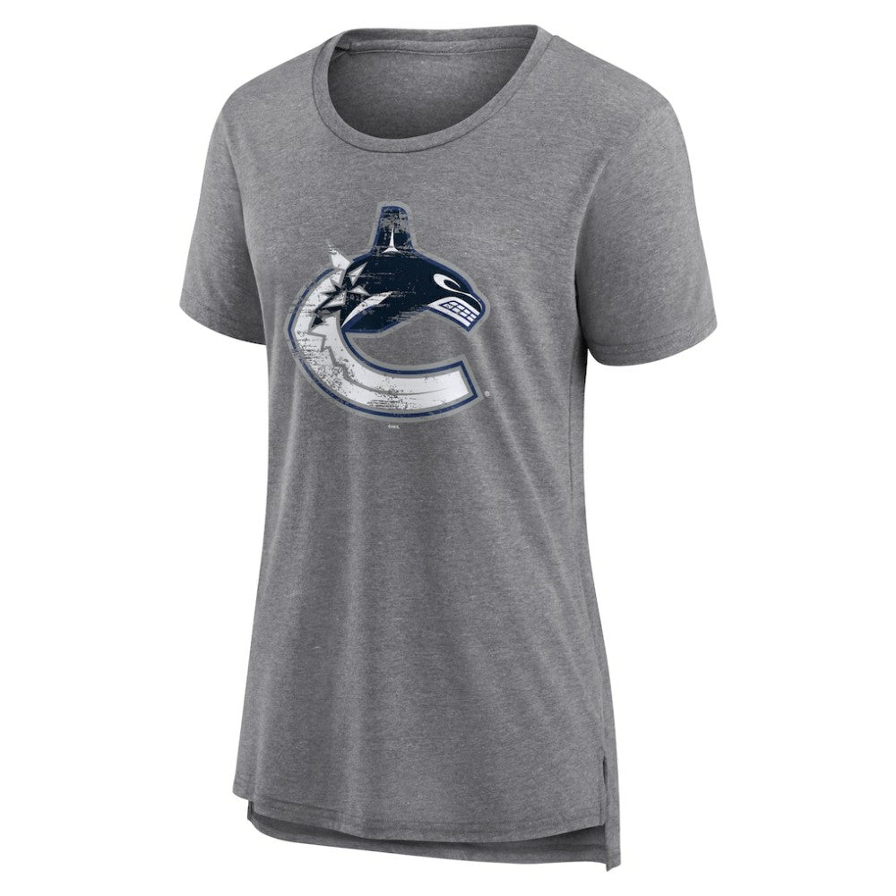 NHL Gray Vancouver Canucks Women's Heritage Custom Tri-Blend T-Shirt
