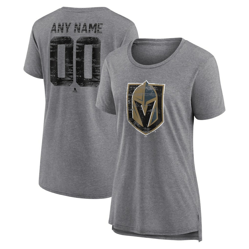 NHL Gray Vegas Golden Knights Women's Heritage Custom Tri-Blend T-Shirt