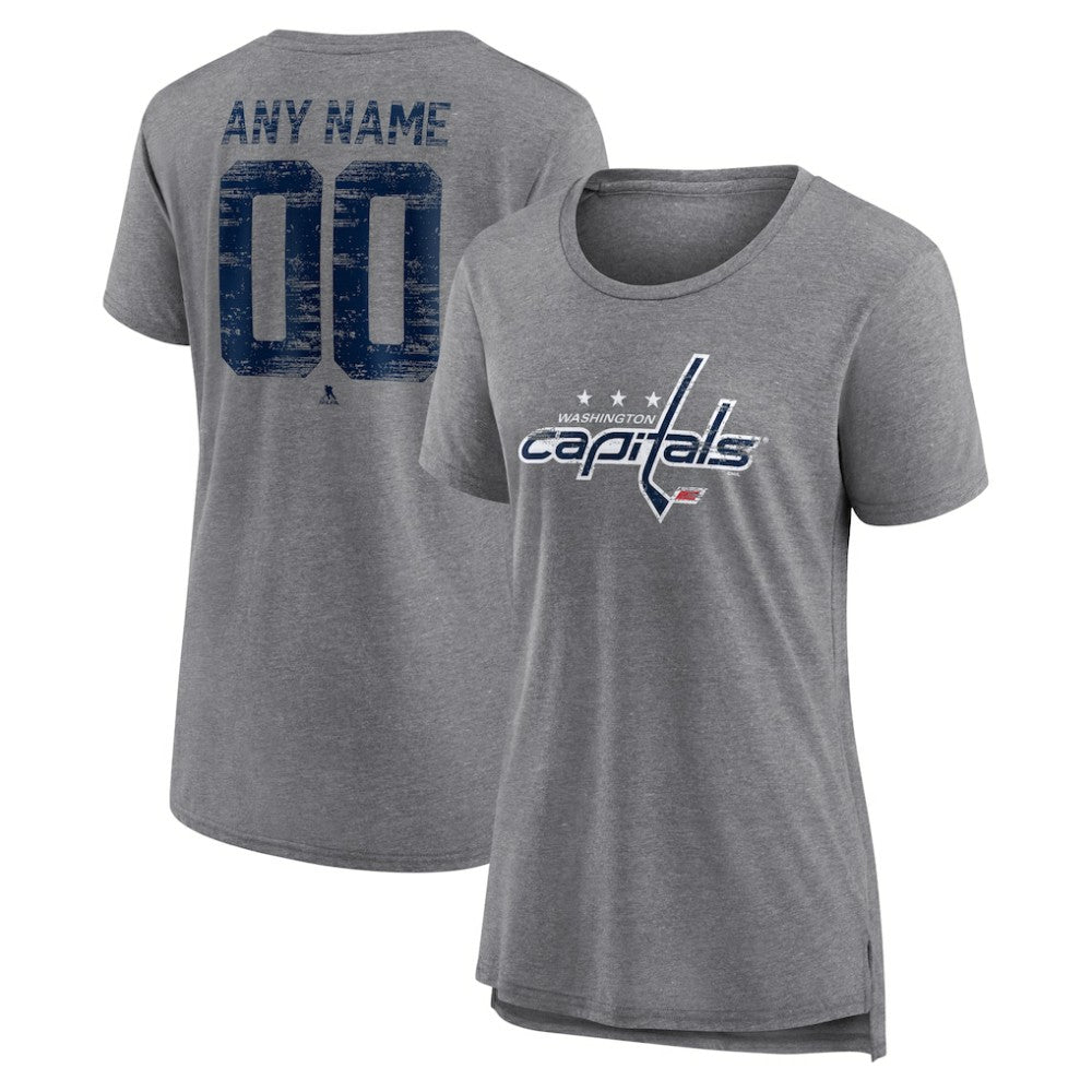 NHL Gray Washington Capitals Women's Heritage Custom Tri-Blend T-Shirt