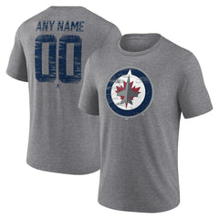 NHL Gray Winnipeg Jets Heritage Custom Tri-Blend T-Shirt
