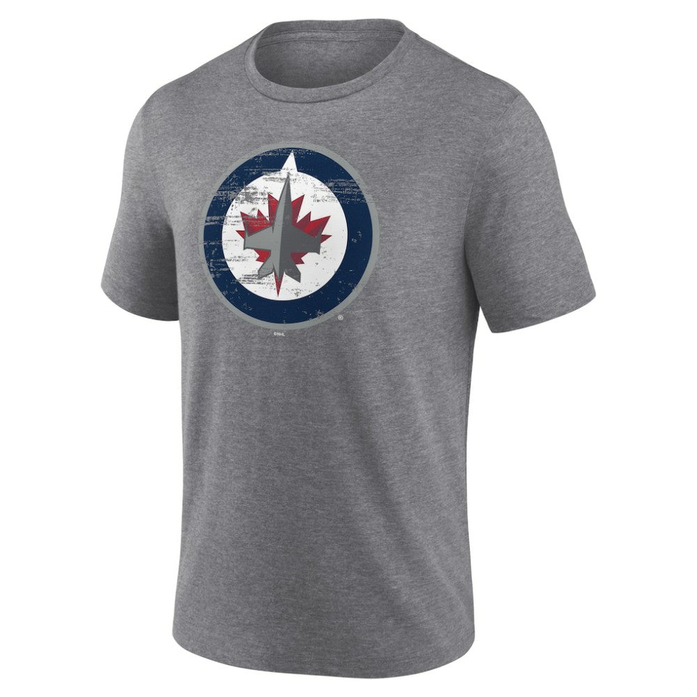 NHL Gray Winnipeg Jets Heritage Custom Tri-Blend T-Shirt