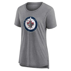 NHL Gray Winnipeg Jets Women's Heritage Custom Tri-Blend T-Shirt