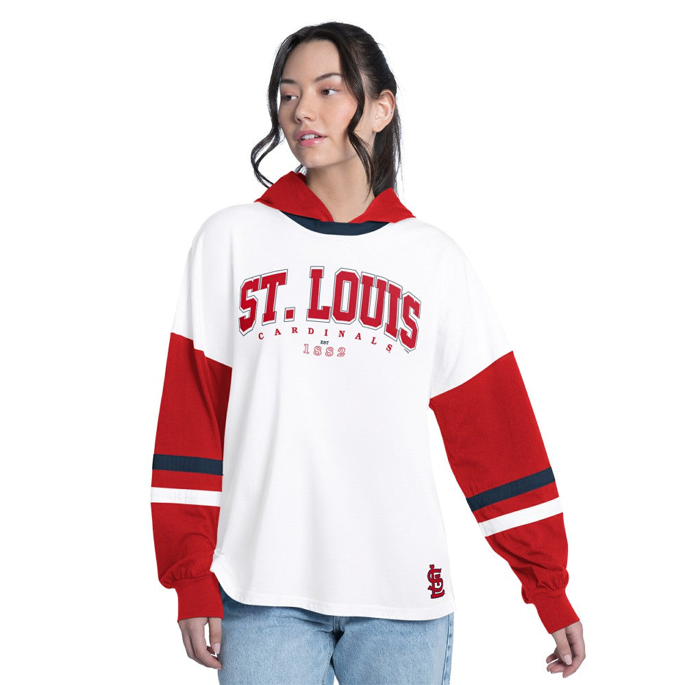 MLB St. Louis Cardinals G-III 4Her by Carl Banks Women's Key Player Oversized Hooded Long Sleeve T-Shirt