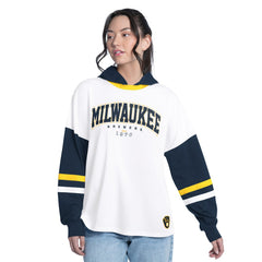MLB Milwaukee Brewers G-III 4Her by Carl Banks Women's Key Player Oversized Hooded Long Sleeve T-Shirt