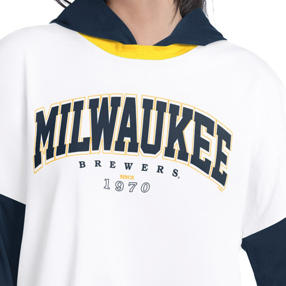 MLB Milwaukee Brewers G-III 4Her by Carl Banks Women's Key Player Oversized Hooded Long Sleeve T-Shirt