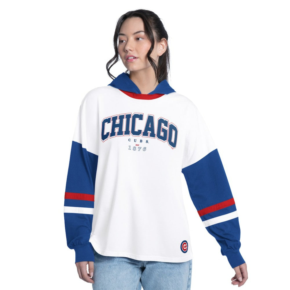 MLB Chicago Cubs G-III 4Her by Carl Banks Women's Key Player Oversized Hooded Long Sleeve T-Shirt