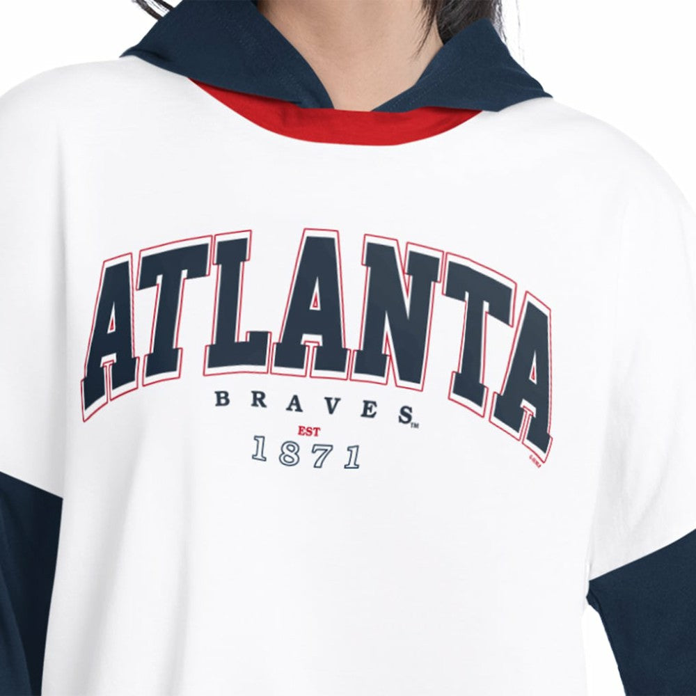 MLB Atlanta Braves G-III 4Her by Carl Banks Women's Key Player Oversized Hooded Long Sleeve T-Shirt