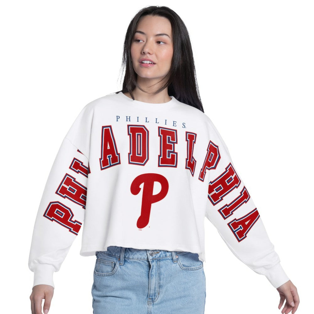 MLB Philadelphia Phillies G-III 4Her by Carl Banks Women's Bleachers Cropped Pullover Sweatshirt