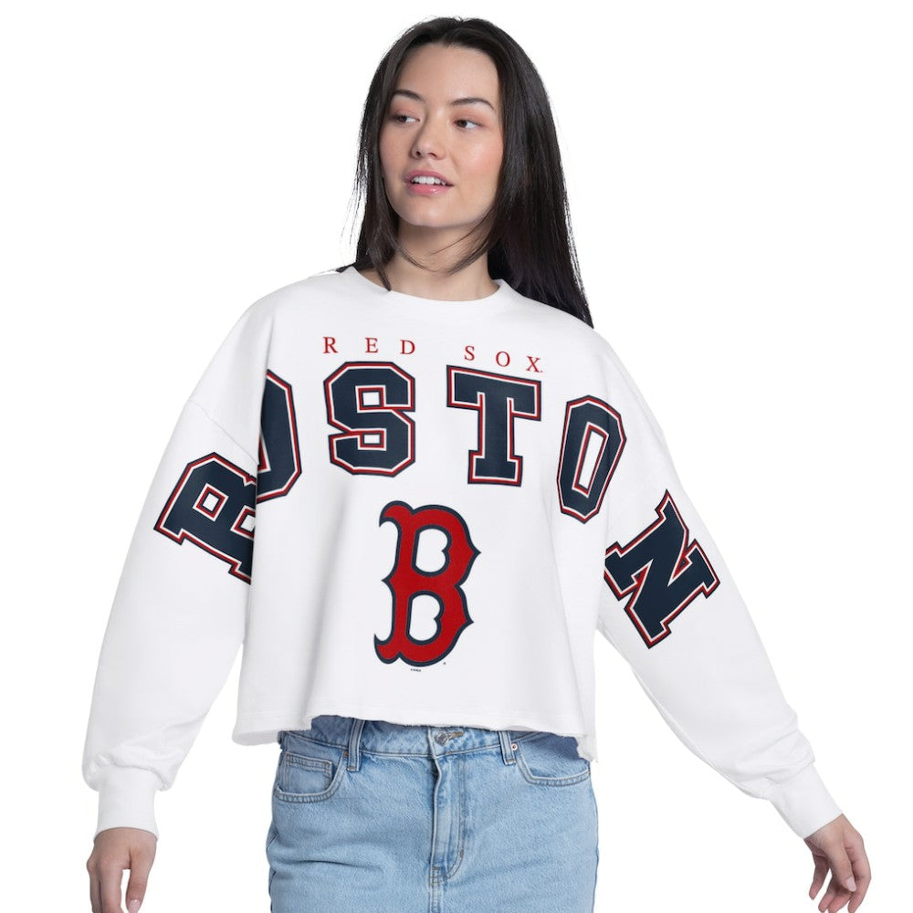 MLB Boston Red Sox G-III 4Her by Carl Banks Women's Bleachers Cropped Pullover Sweatshirt