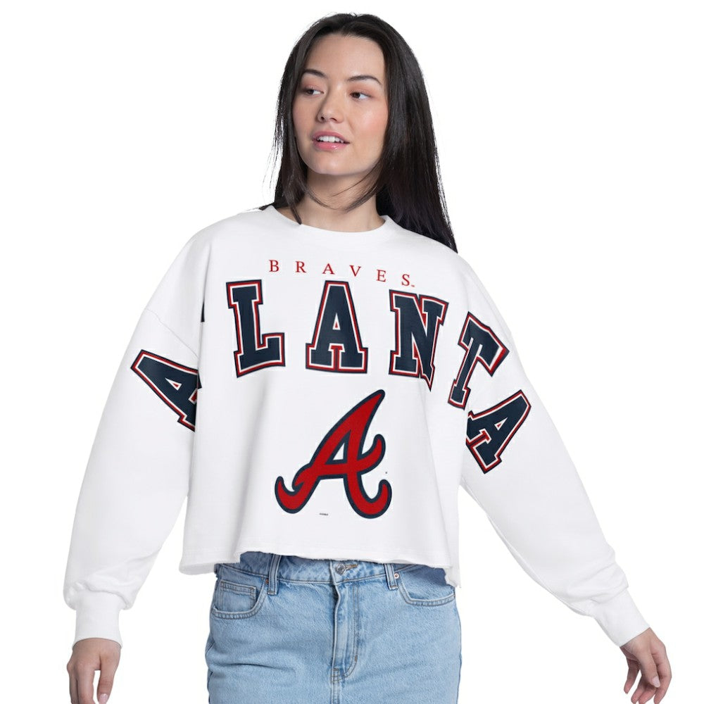 MLB Atlanta Braves G-III 4Her by Carl Banks Women's Bleachers Cropped Pullover Sweatshirt
