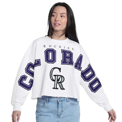 MLB Colorado Rockies G-III 4Her by Carl Banks Women's Bleachers Cropped Pullover Sweatshirt