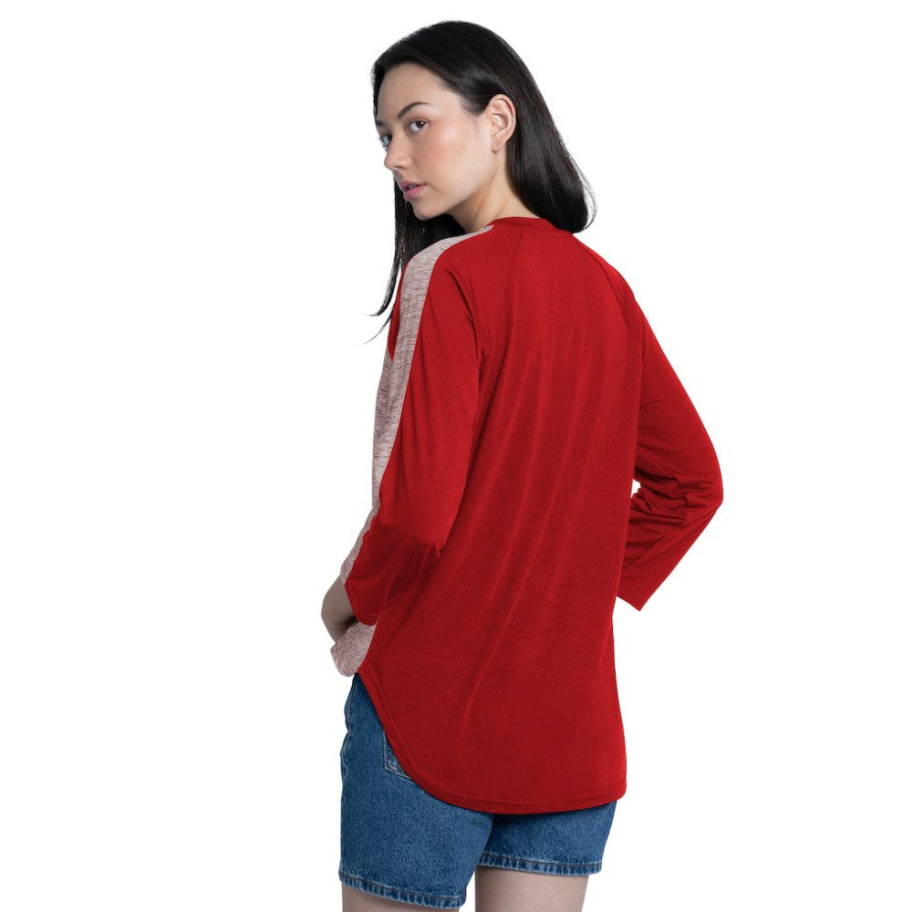 MLB Philadelphia Phillies G-III 4Her by Carl Banks Women's Speed Training 3/4-Sleeve Rhinestone V-Neck T-Shirt
