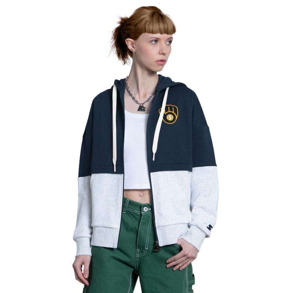 MLB Milwaukee Brewers Starter Women's Wishbone Full-Zip Hoodie