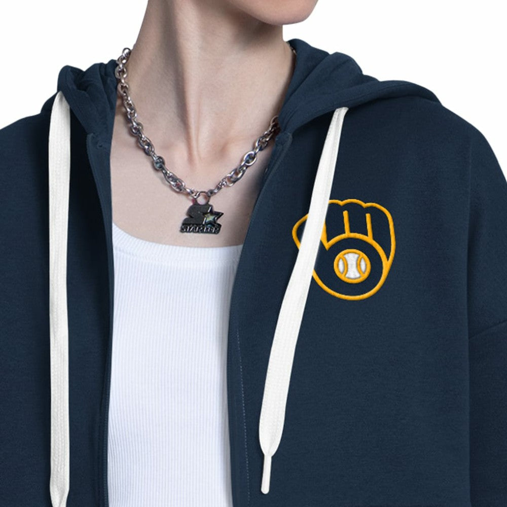 MLB Milwaukee Brewers Starter Women's Wishbone Full-Zip Hoodie