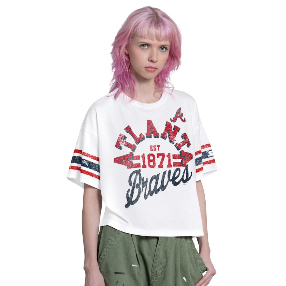 MLB Atlanta Braves Starter Women's Cropped Hurry Up Offense T-Shirt