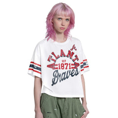 MLB Atlanta Braves Starter Women's Cropped Hurry Up Offense T-Shirt