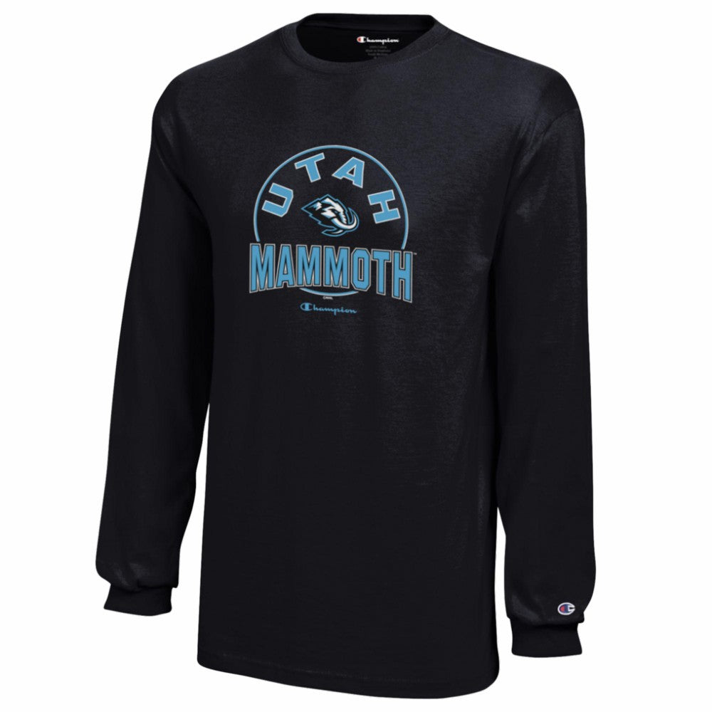 NHL Black Utah Mammoth Champion Youth Jersey Long Sleeve T-Shirt