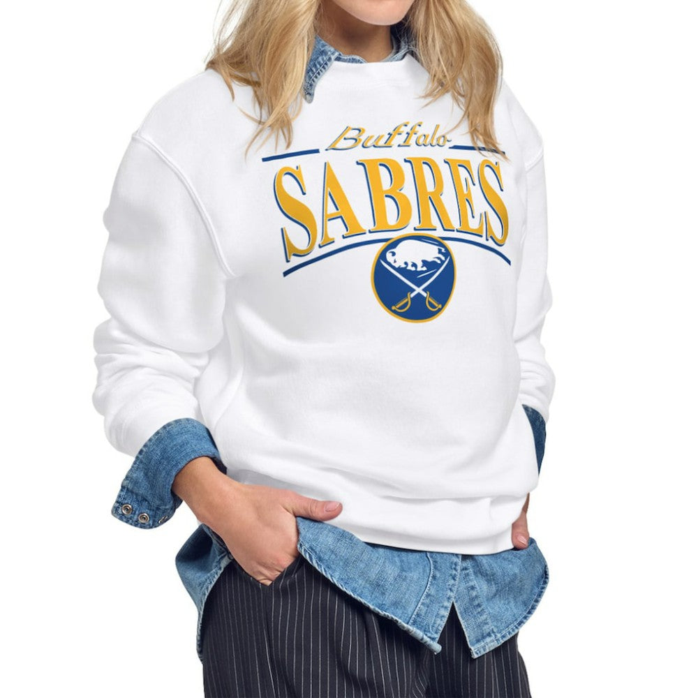 NHL White Buffalo Sabres Starter Women's Arch Stripe Fleece Sweatshirt