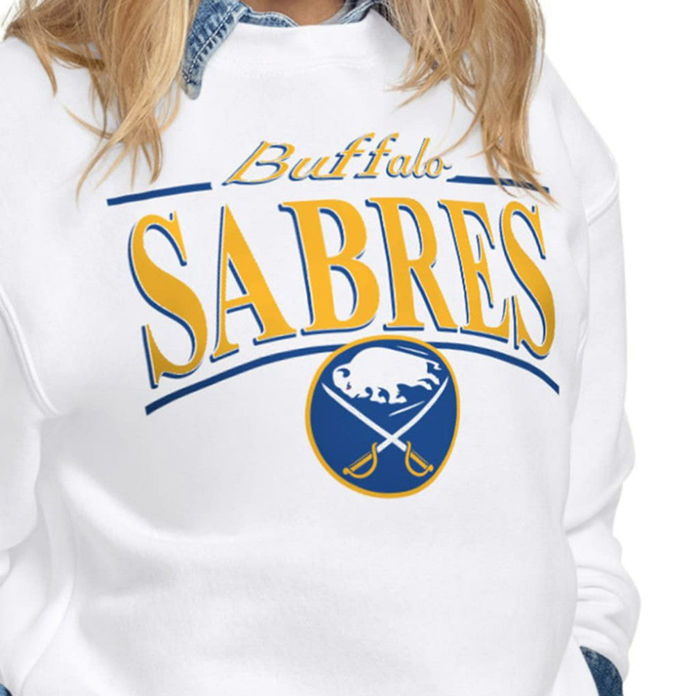 NHL White Buffalo Sabres Starter Women's Arch Stripe Fleece Sweatshirt