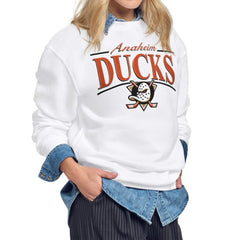 NHL White Anaheim Ducks Starter Women's Arch Stripe Fleece Sweatshirt