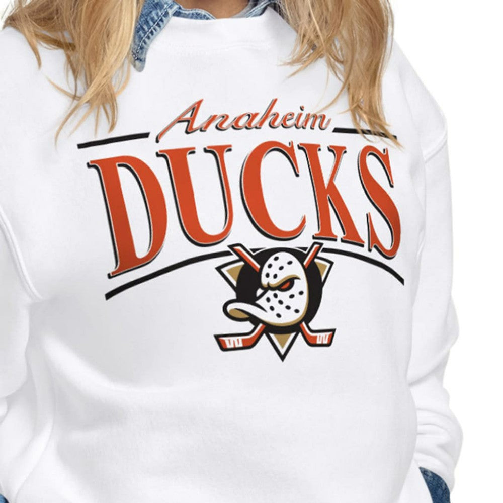 NHL White Anaheim Ducks Starter Women's Arch Stripe Fleece Sweatshirt
