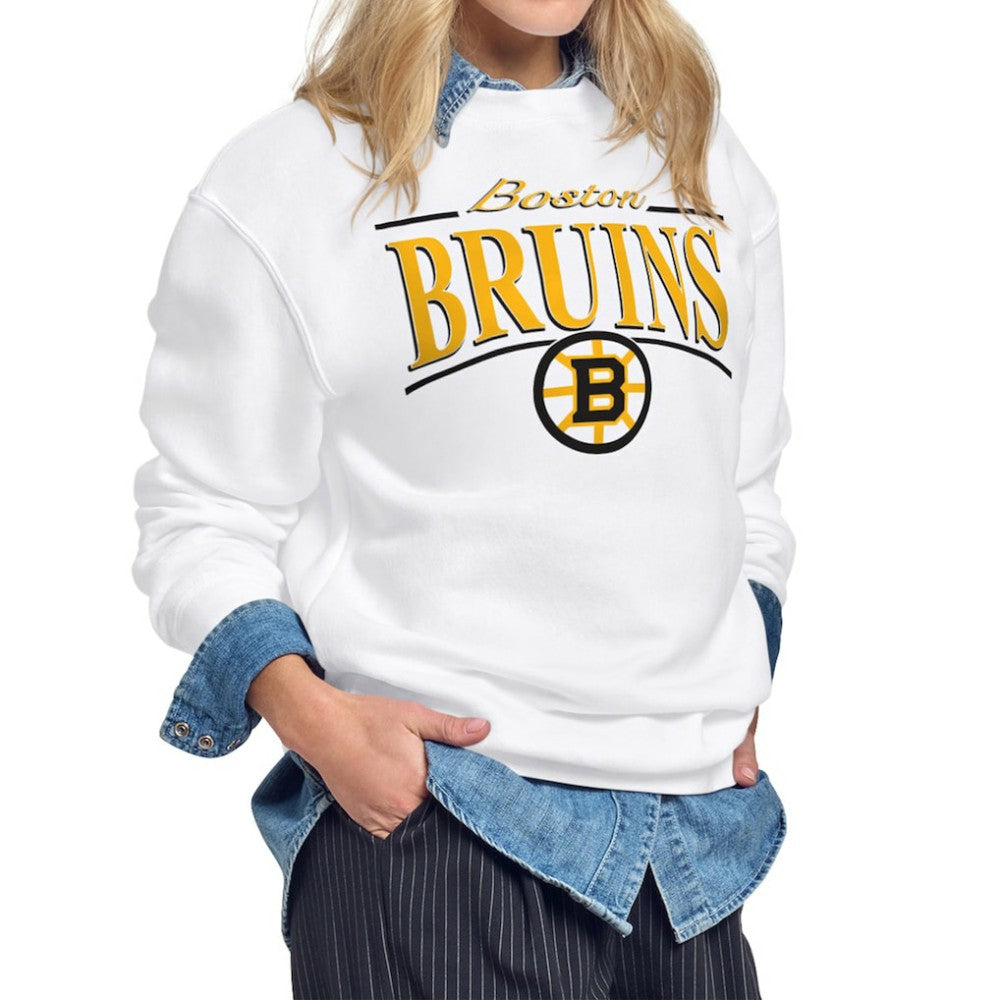 NHL White Boston Bruins Starter Women's Arch Stripe Fleece Sweatshirt