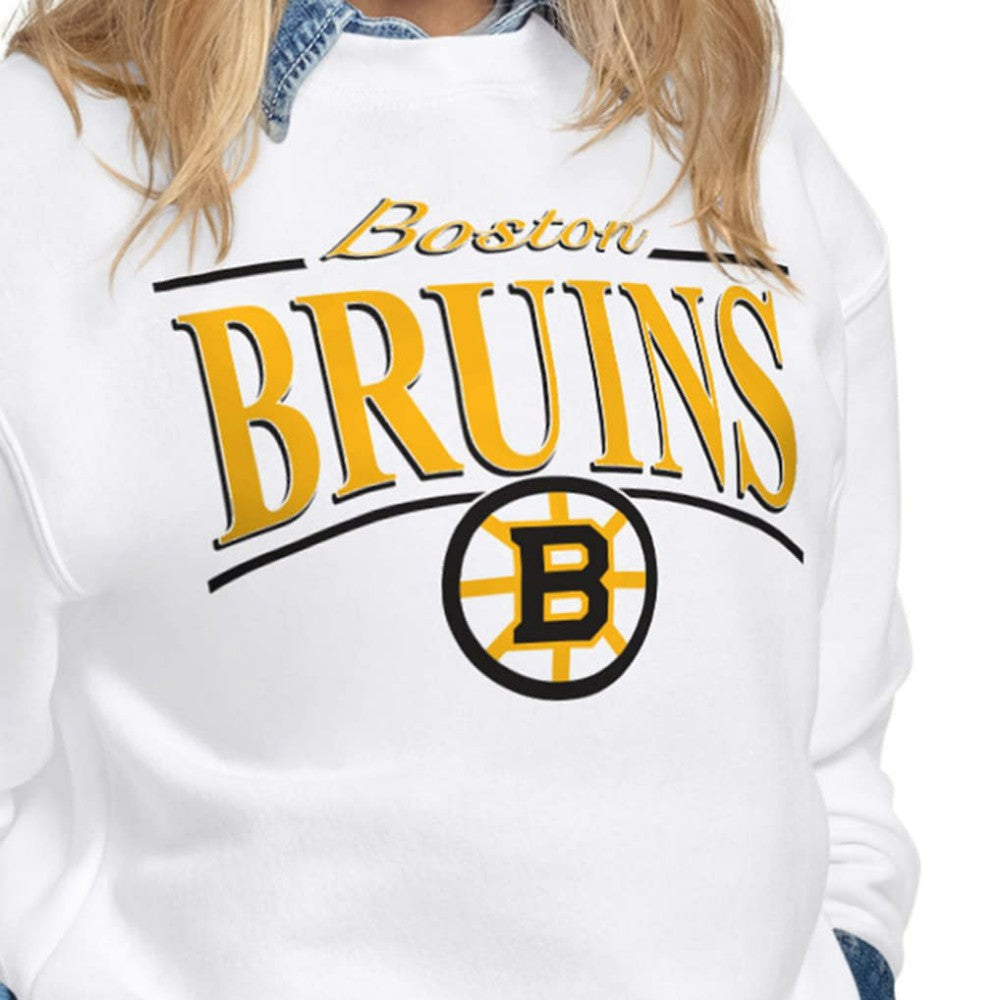 NHL White Boston Bruins Starter Women's Arch Stripe Fleece Sweatshirt
