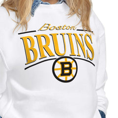 NHL White Boston Bruins Starter Women's Arch Stripe Fleece Sweatshirt