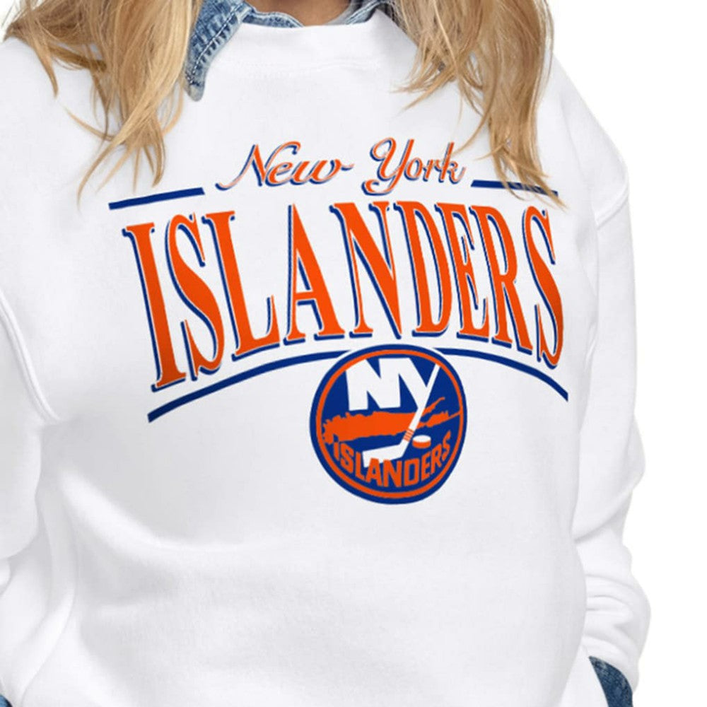 NHL White New York Islanders Starter Women's Arch Stripe Fleece Sweatshirt
