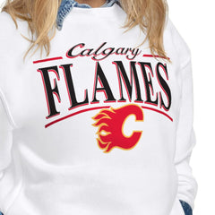 NHL White Calgary Flames Starter Women's Arch Stripe Fleece Sweatshirt