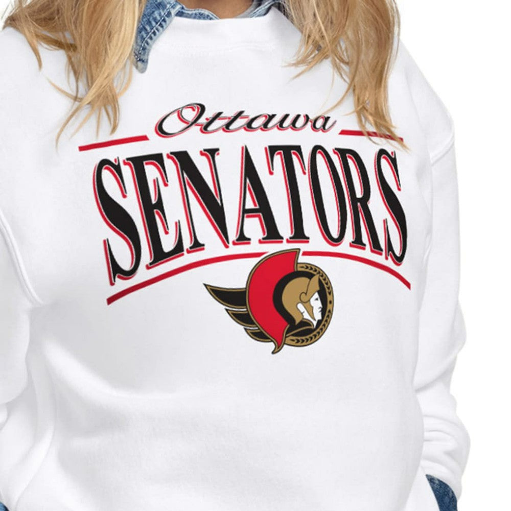 NHL White Ottawa Senators Starter Women's Arch Stripe Fleece Sweatshirt