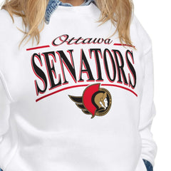 NHL White Ottawa Senators Starter Women's Arch Stripe Fleece Sweatshirt