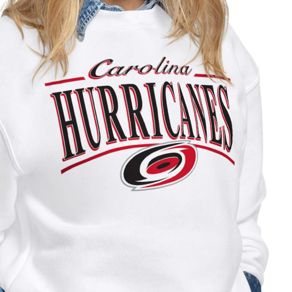 NHL White Carolina Hurricanes Starter Women's Arch Stripe Fleece Sweatshirt
