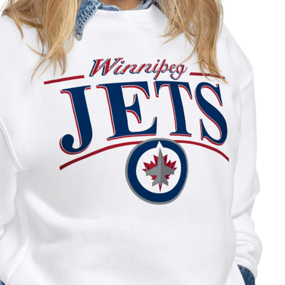 NHL White Winnipeg Jets Starter Women's Arch Stripe Fleece Sweatshirt