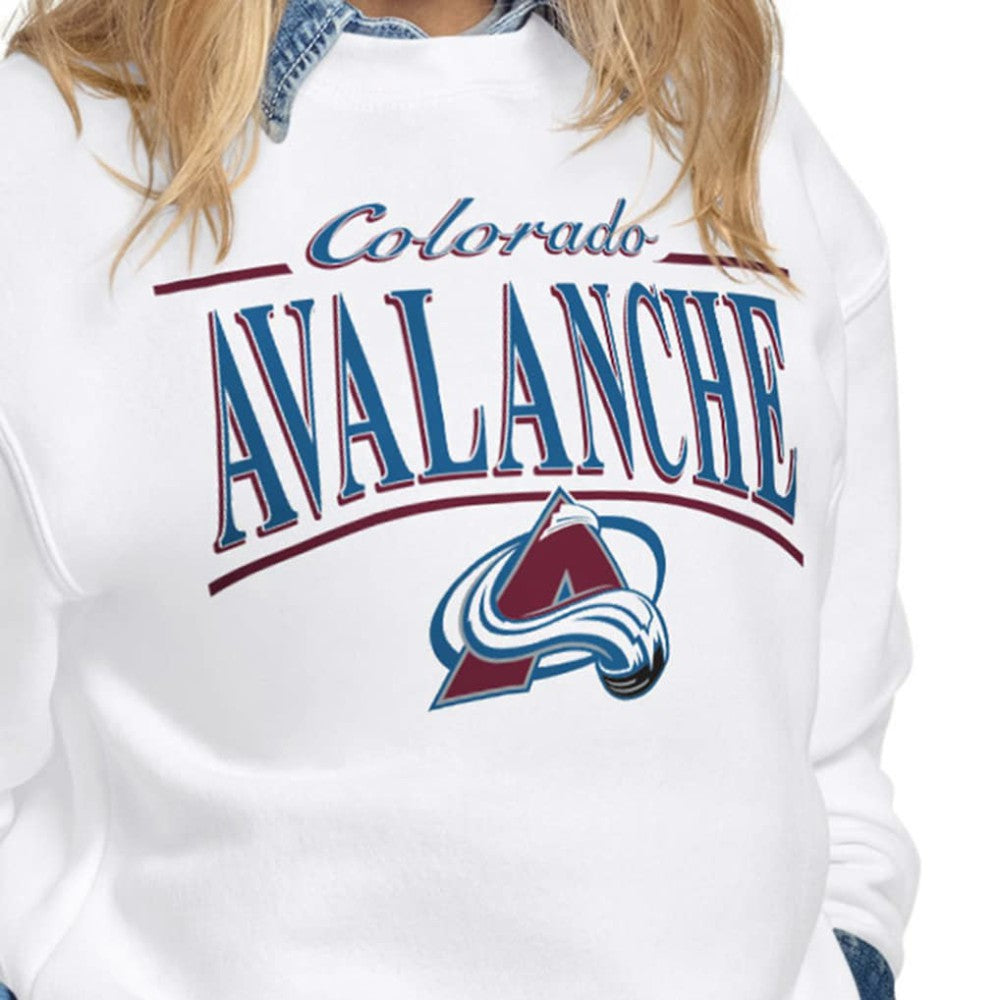 NHL White Colorado Avalanche Starter Women's Arch Stripe Fleece Sweatshirt