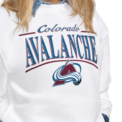 NHL White Colorado Avalanche Starter Women's Arch Stripe Fleece Sweatshirt