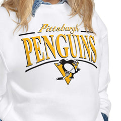 NHL White Pittsburgh Penguins Starter Women's Arch Stripe Fleece Sweatshirt