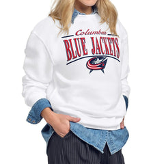 NHL White Columbus Blue Jackets Starter Women's Arch Stripe Fleece Sweatshirt