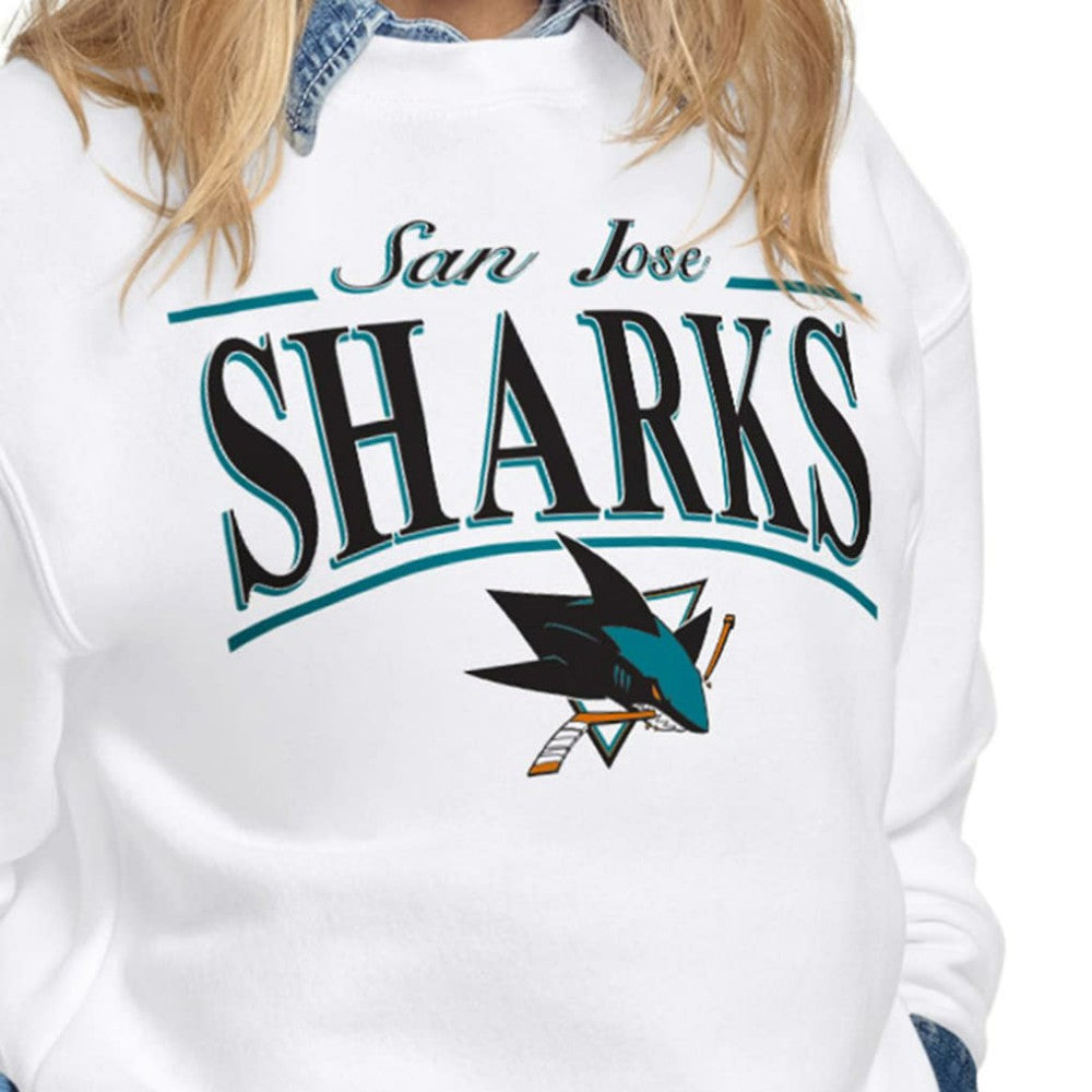 NHL White San Jose Sharks Starter Women's Arch Stripe Fleece Sweatshirt
