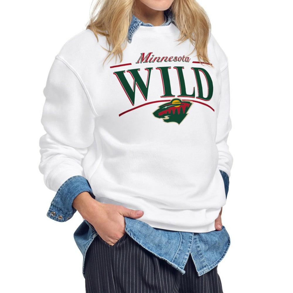 NHL White Minnesota Wild Starter Women's Arch Stripe Fleece Sweatshirt