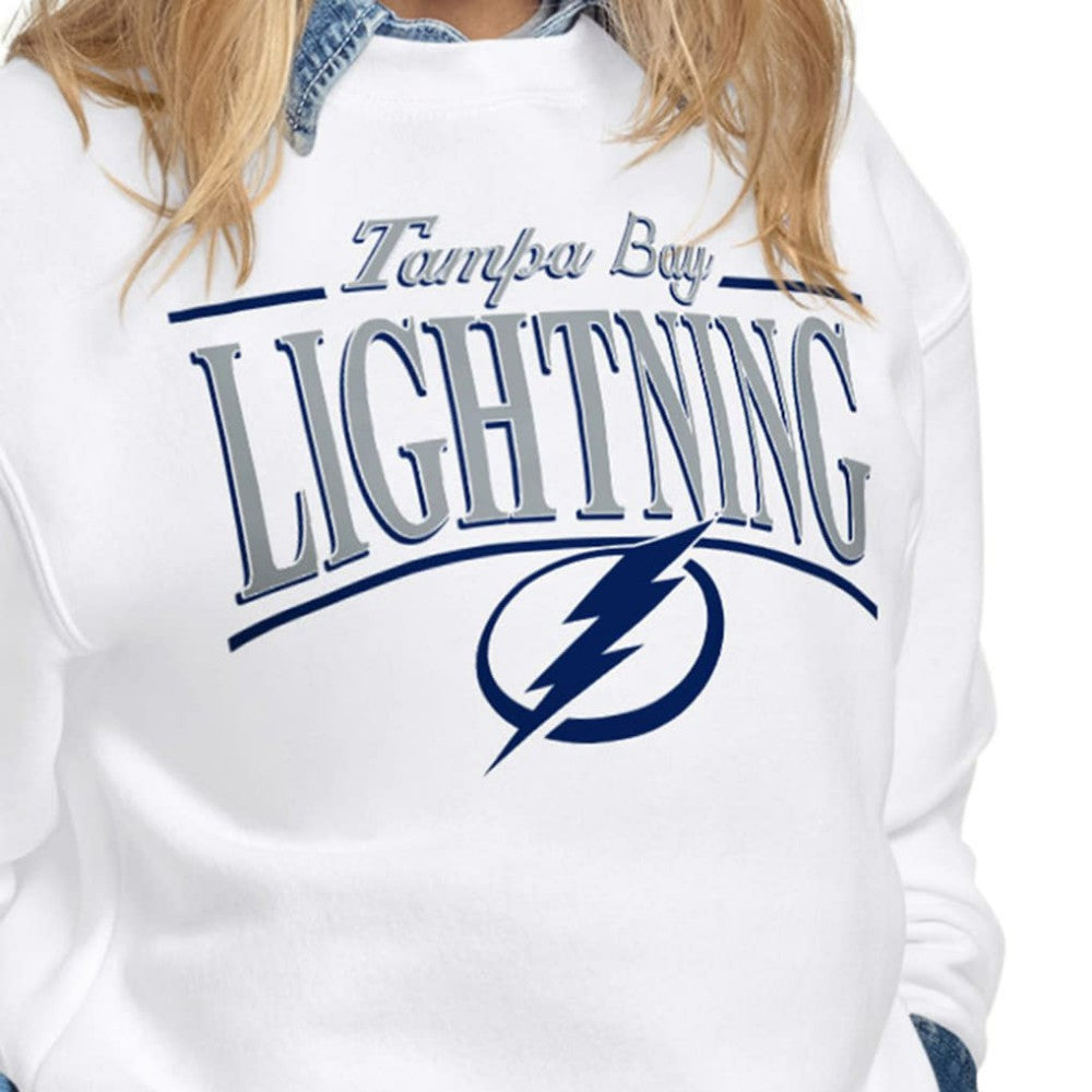 NHL White Tampa Bay Lightning Starter Women's Arch Stripe Fleece Sweatshirt
