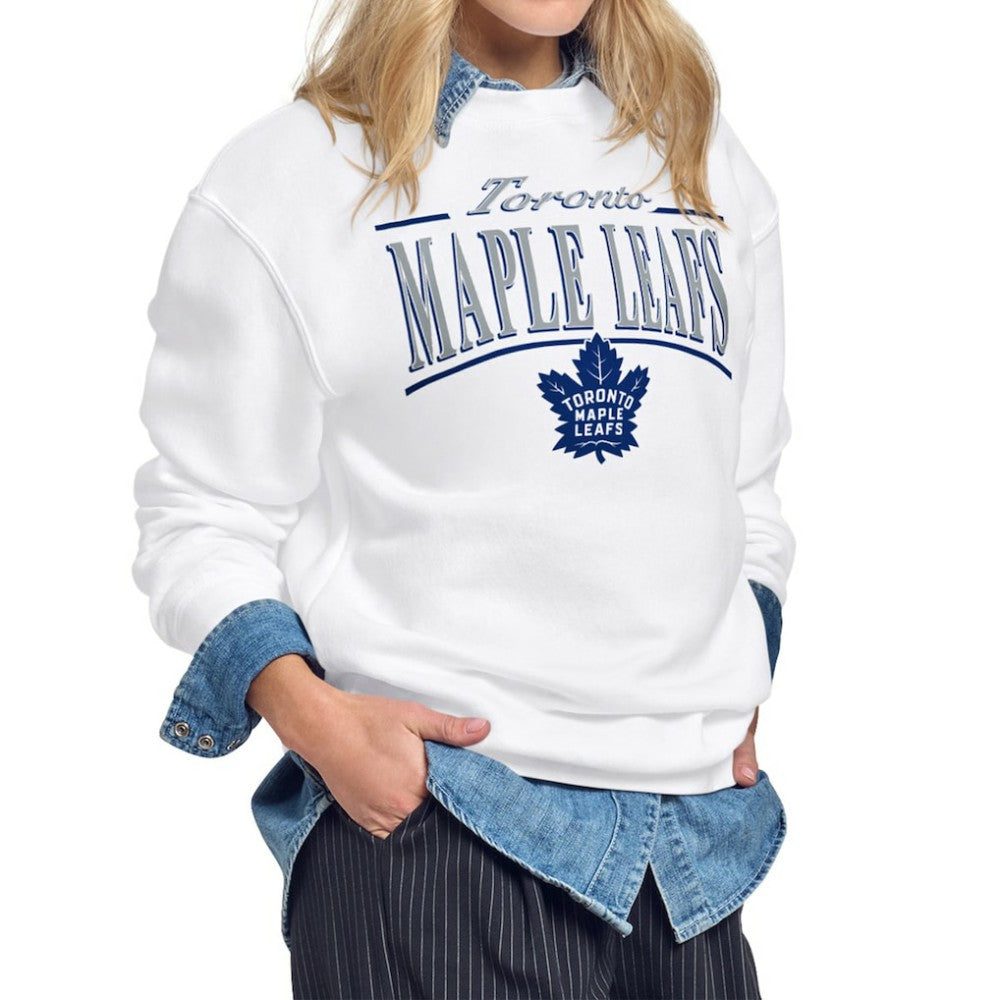 NHL White Toronto Maple Leafs Starter Women's Arch Stripe Fleece Sweatshirt