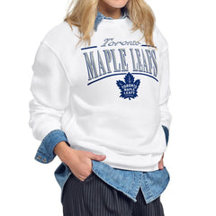 NHL White Toronto Maple Leafs Starter Women's Arch Stripe Fleece Sweatshirt