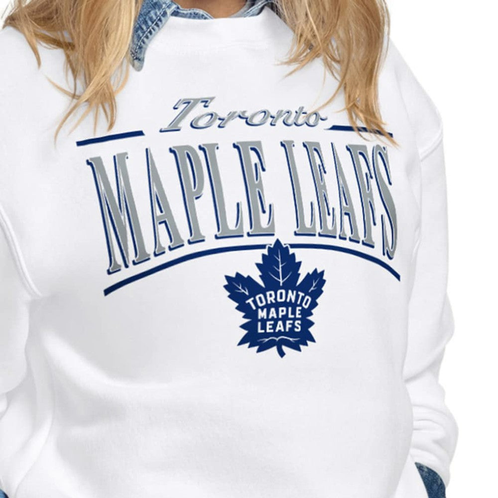 NHL White Toronto Maple Leafs Starter Women's Arch Stripe Fleece Sweatshirt