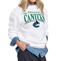 NHL White Vancouver Canucks Starter Women's Arch Stripe Fleece Sweatshirt