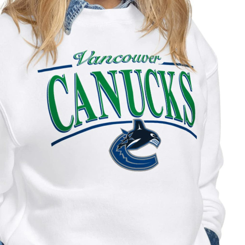 NHL White Vancouver Canucks Starter Women's Arch Stripe Fleece Sweatshirt