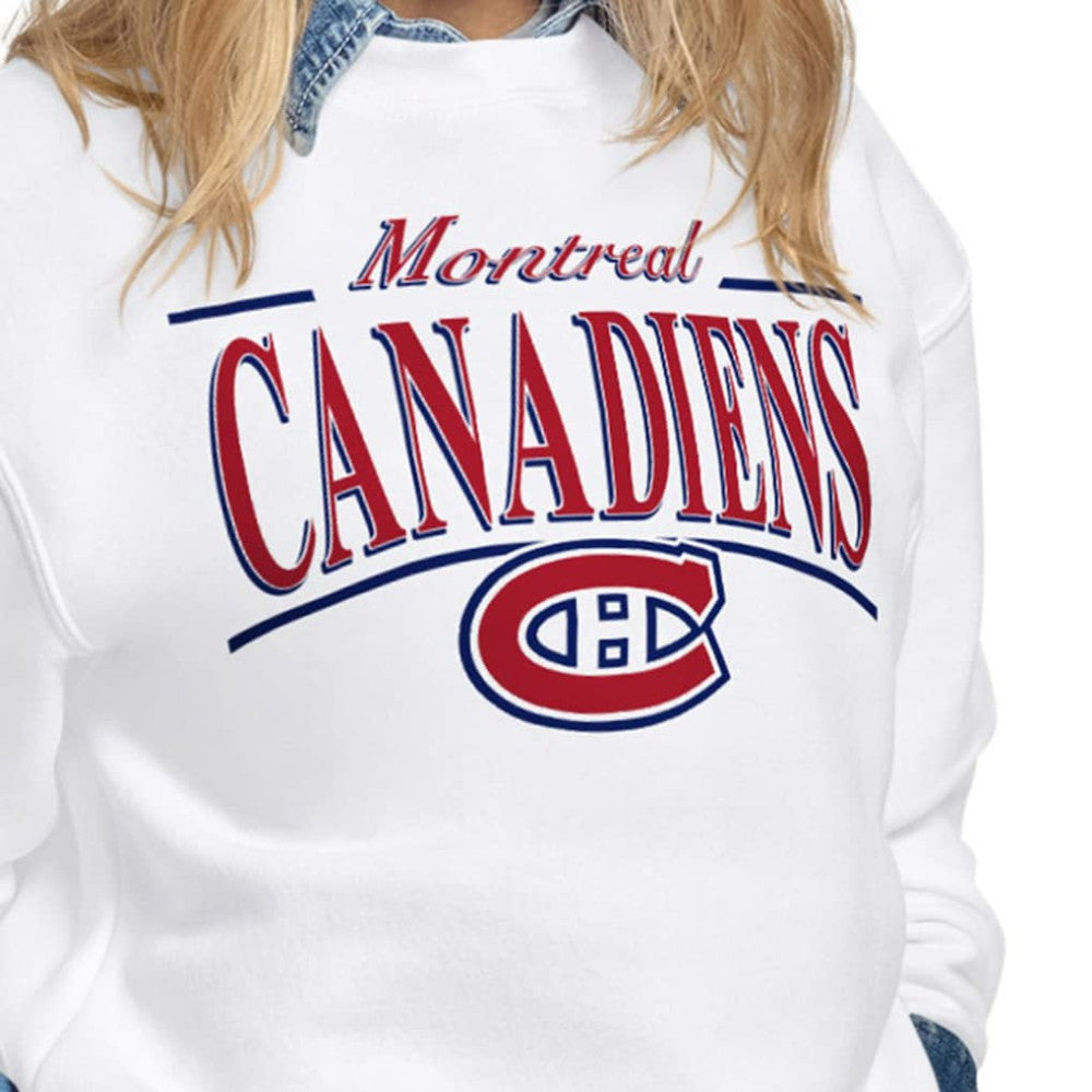 NHL White Montreal Canadiens Starter Women's Arch Stripe Fleece Sweatshirt